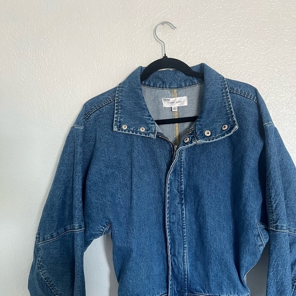 NWT Ronny Kobo Sebastian Denim Point Collar Neck Long Dolman Sleeve Midi dress - Picture 7 of 10